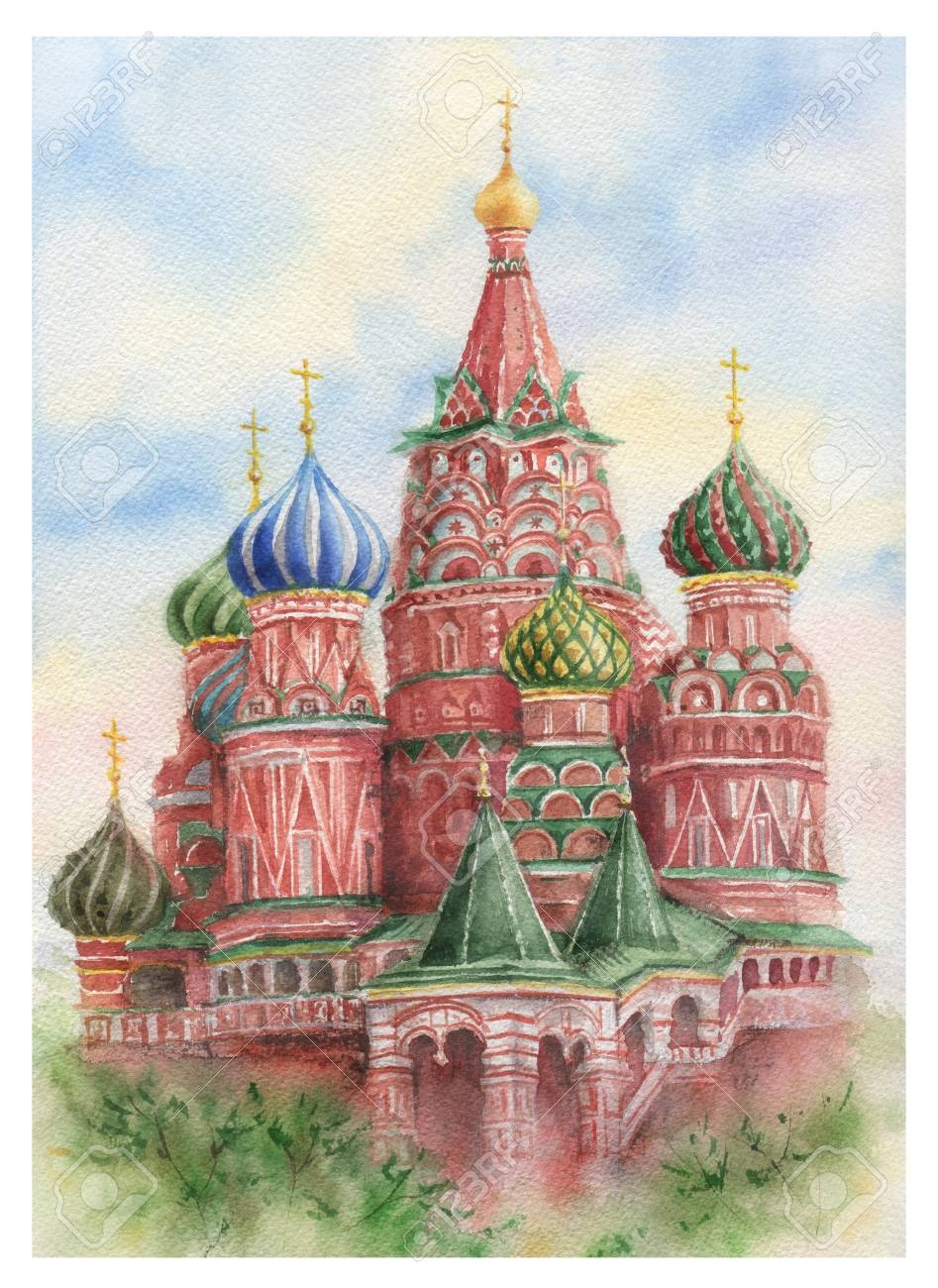 Храм Василия Блаженного красная площадь рисунок