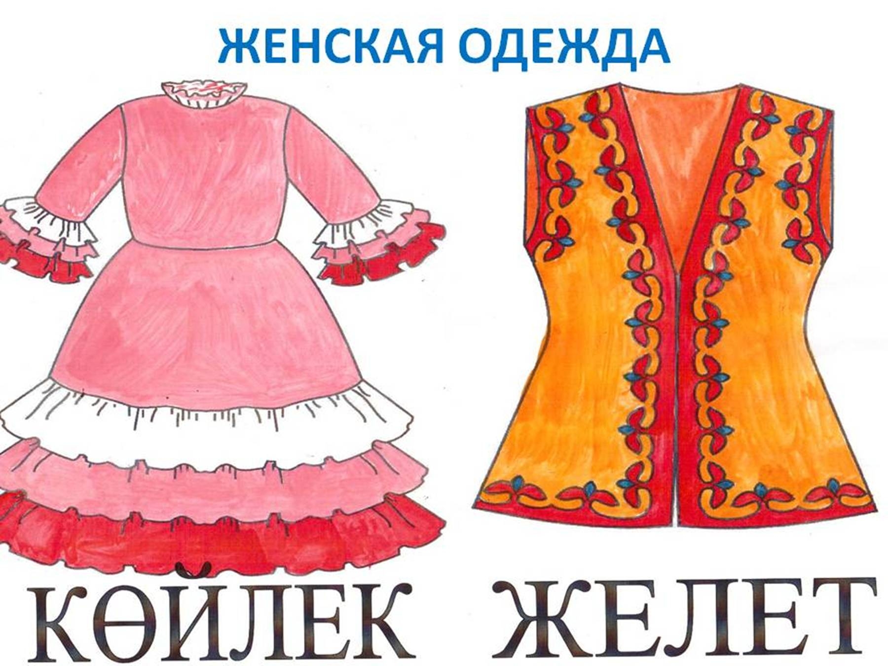 Казахская одежда рисунок