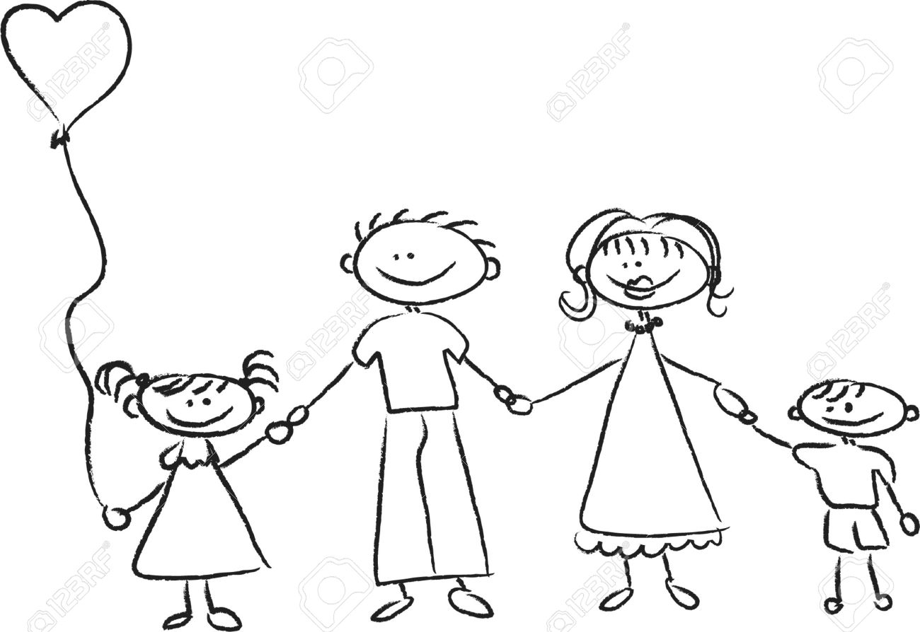 Нарисовать карандашом семья держится за руки