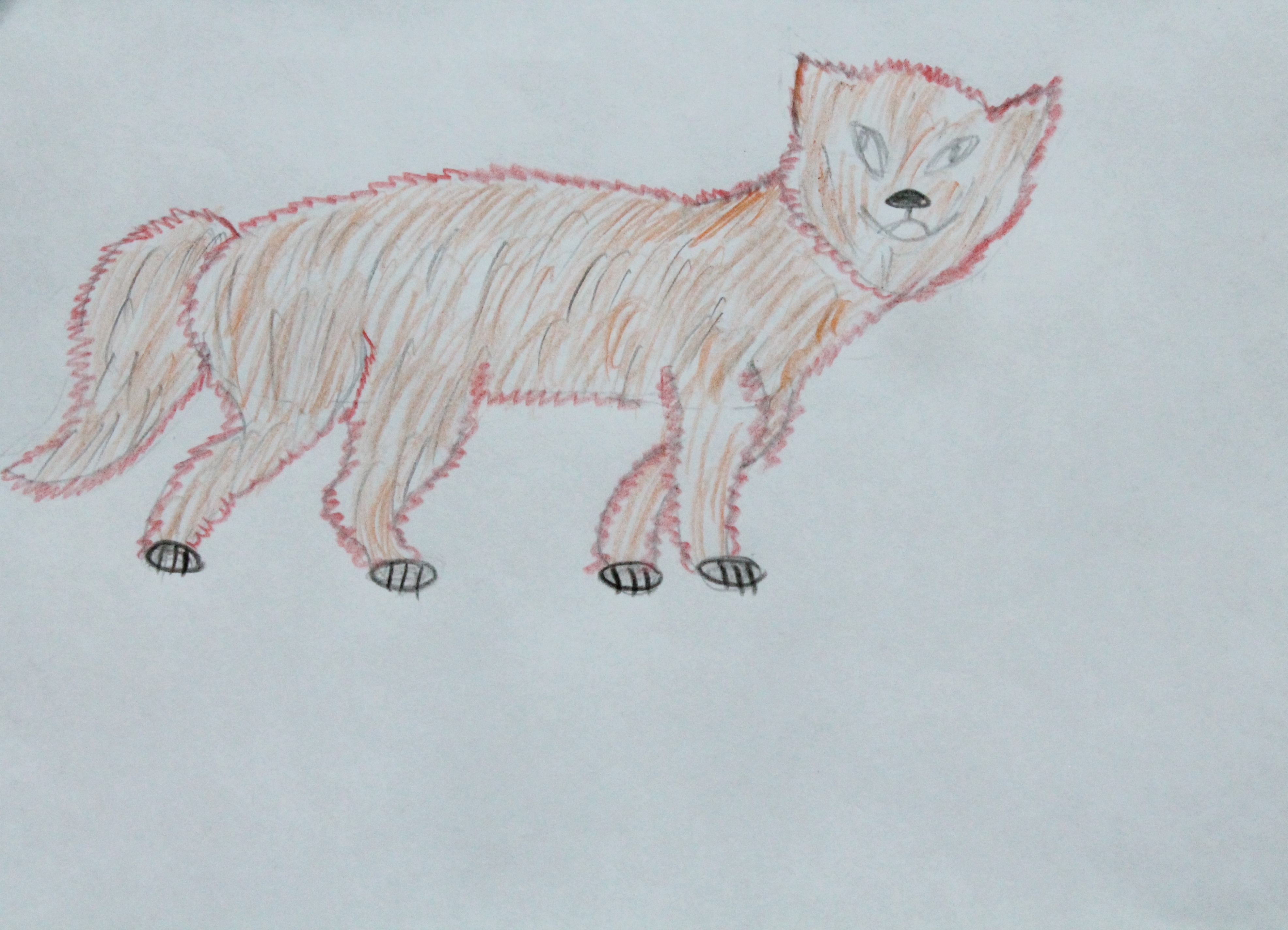 Рисунок красным карандашом животных