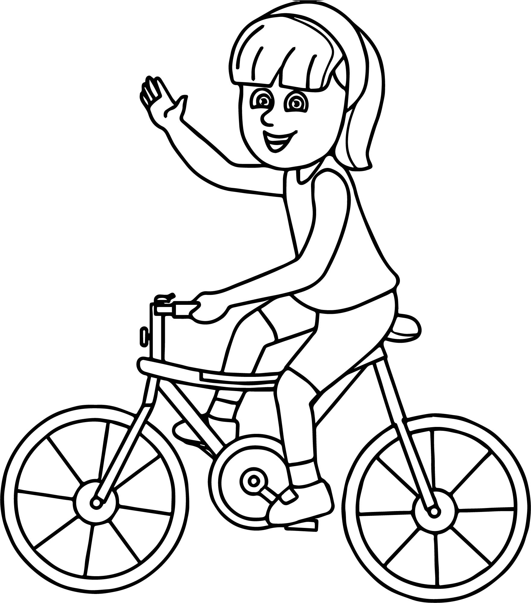 Раскраска дети катаются на велосипеде