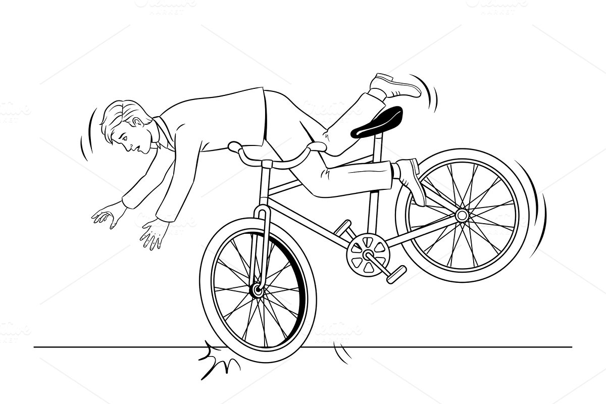 Упал с велосипеда рисунок