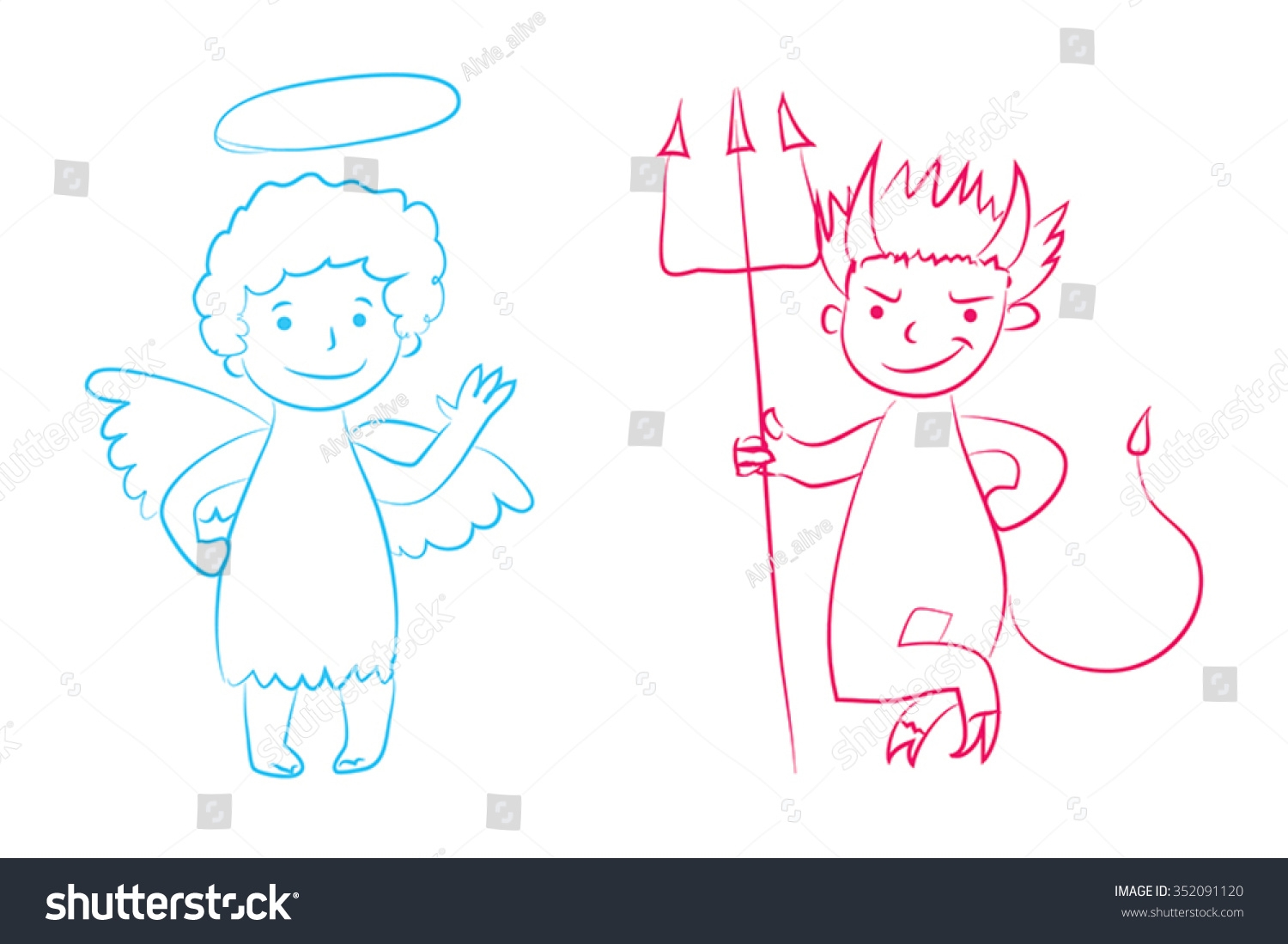 Раскраска ангел и демон для детей