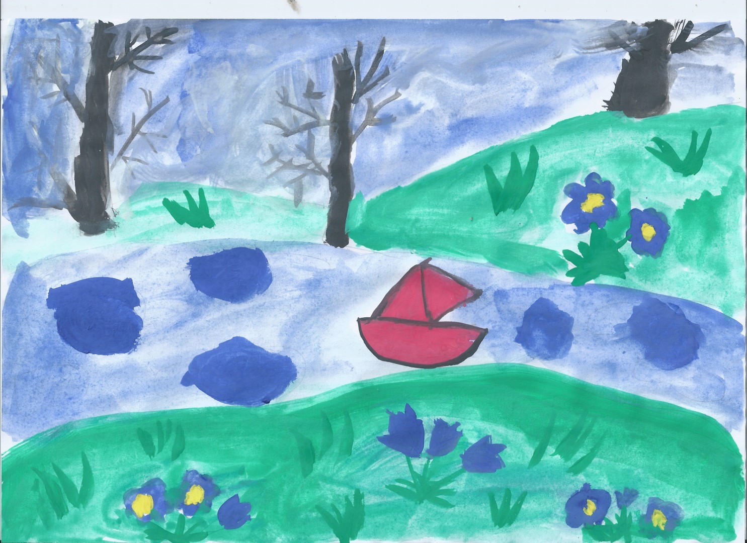Детские рисунки про весну в детском саду