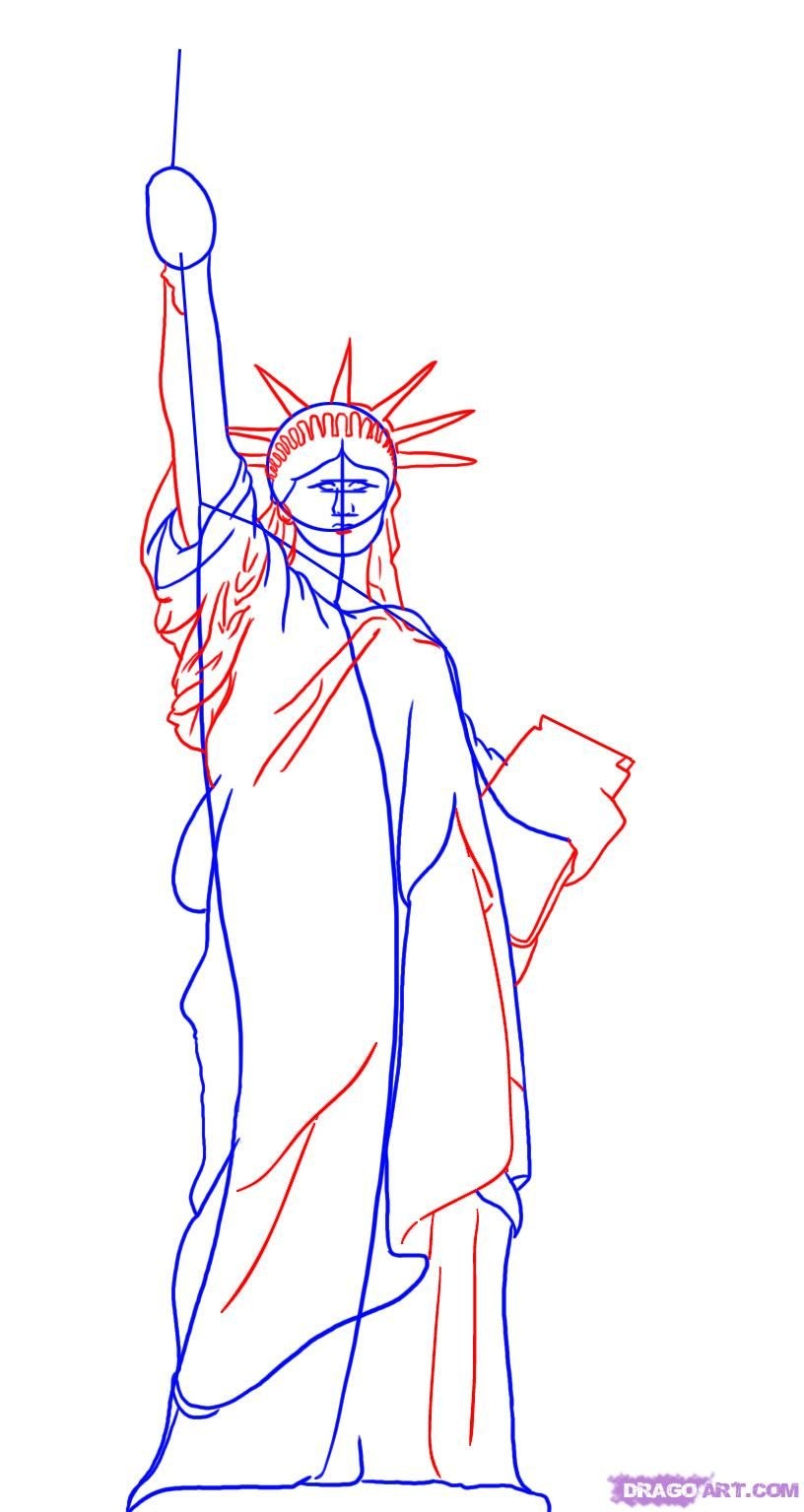 Поэтапное рисование статуи свободы