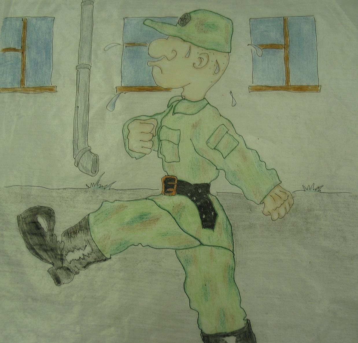 Солдат на посту рисование в старшей группе