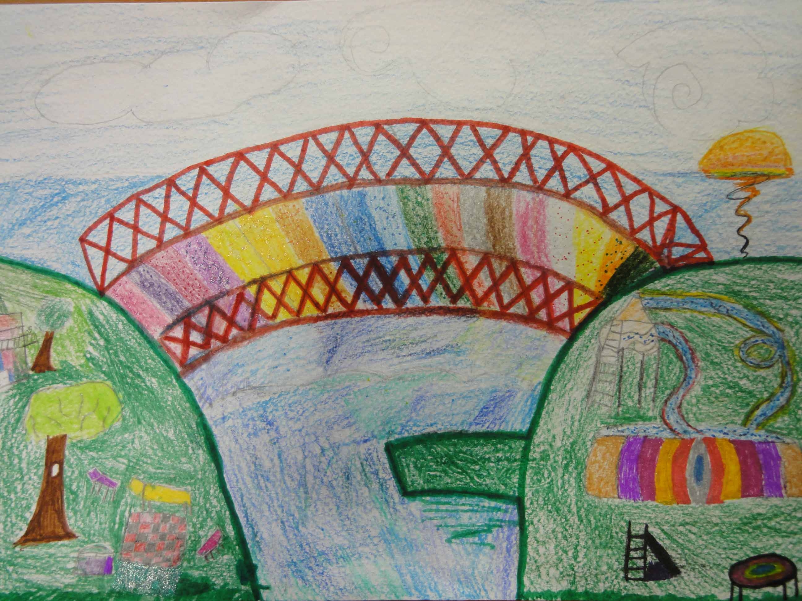 Саратовский мост рисунок детские