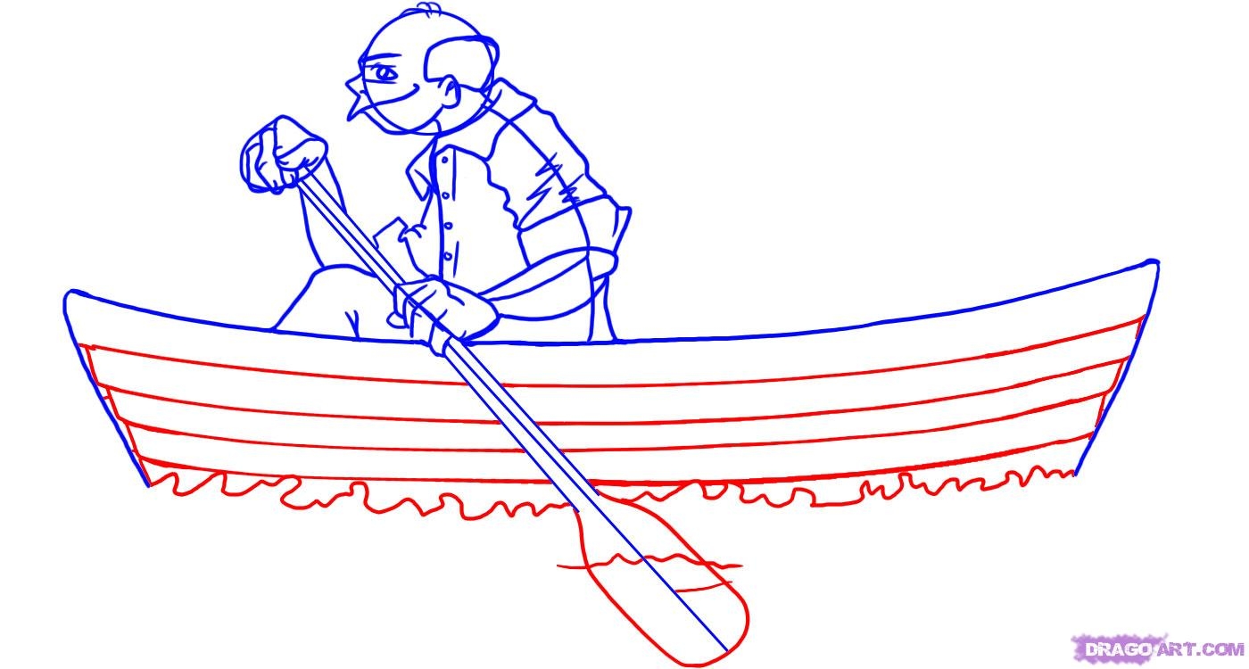 Человек в лодке рисунок карандашом