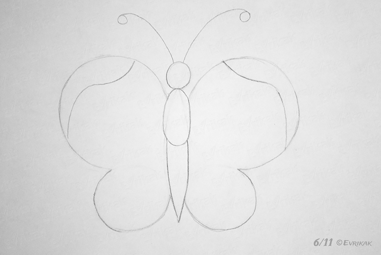 Бабочка рисунок детский карандашом