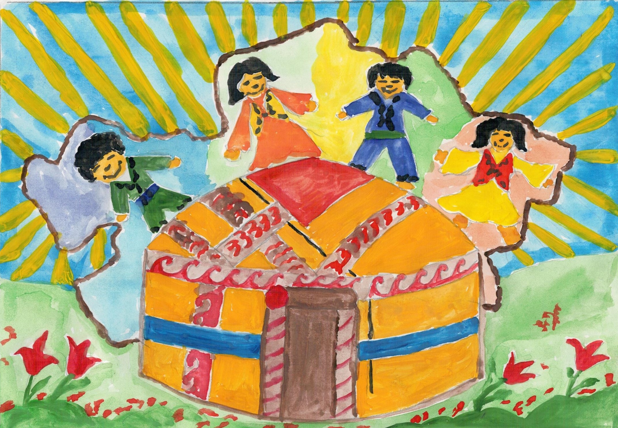 Казахи национальный праздник детские рисунки
