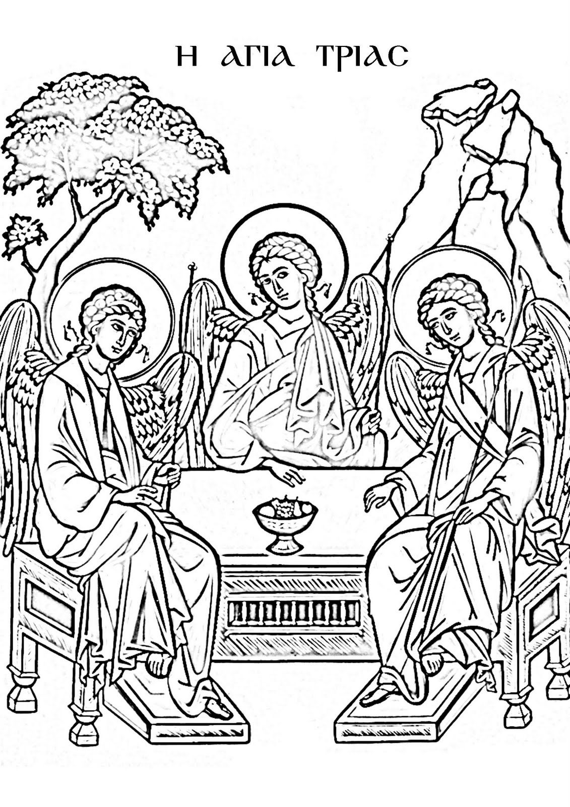 Прорись иконы Троица Рублева