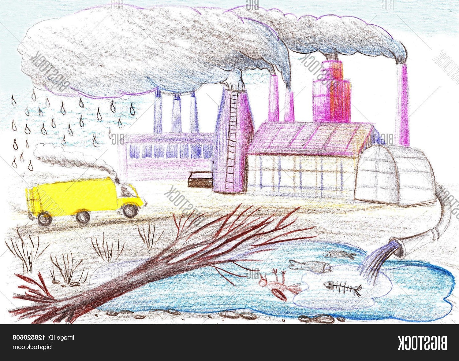 Рисунок завода загрязняющего окружающую среду