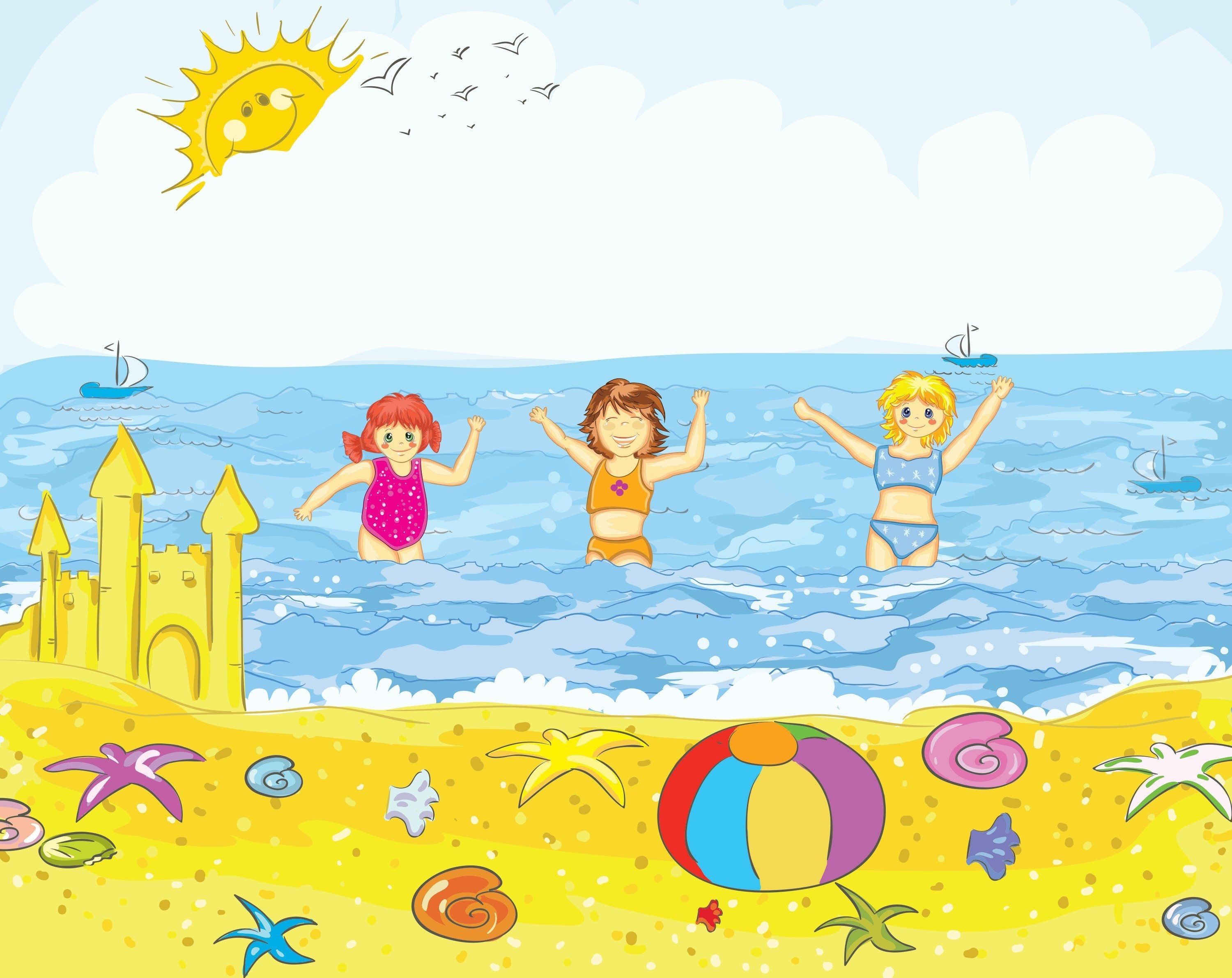 Пляж рисунок для детей