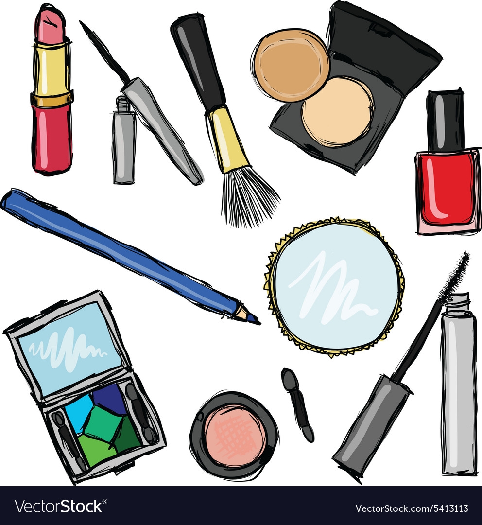 Нарисовать предметы для макияжа