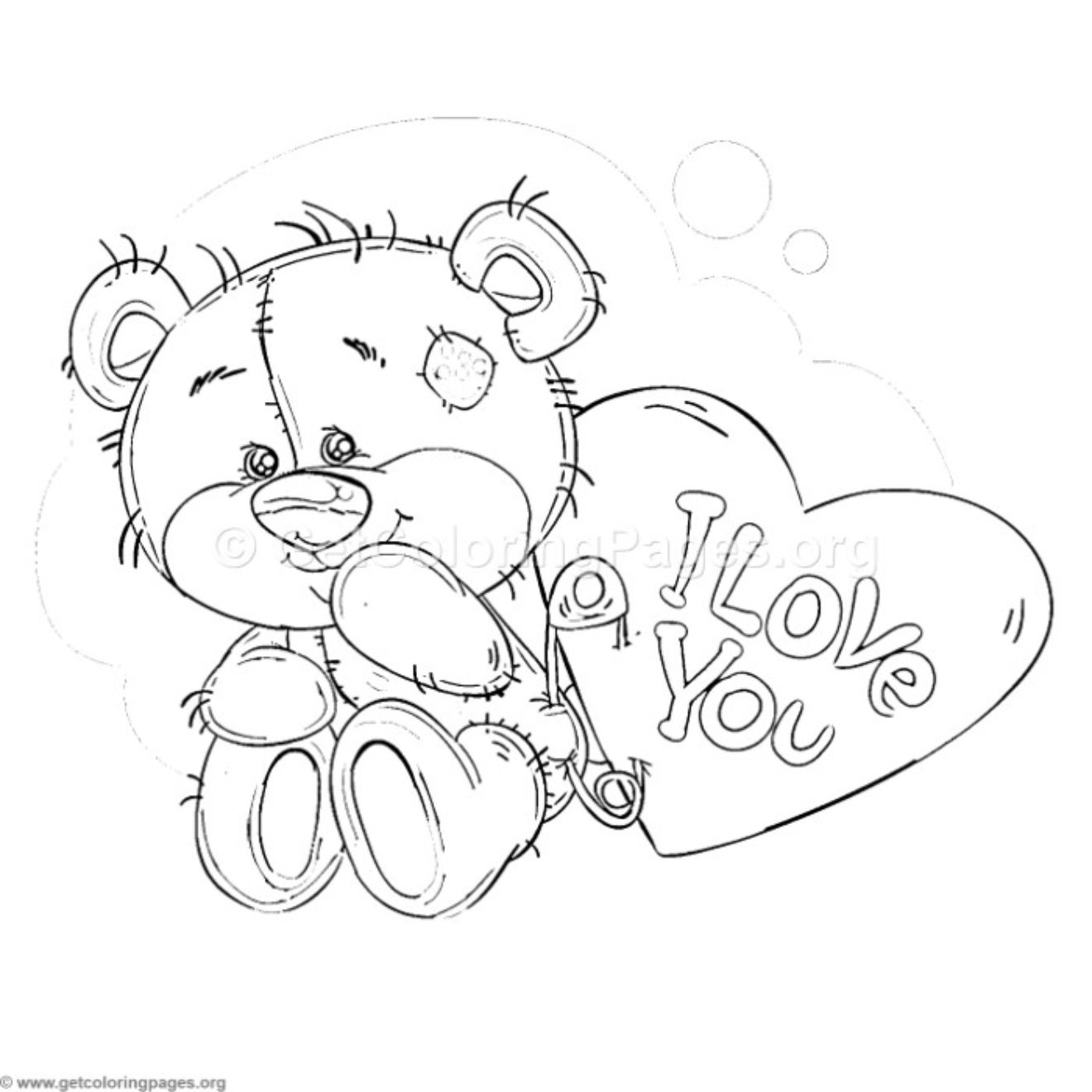 Раскраски мишки Тедди с сердечками