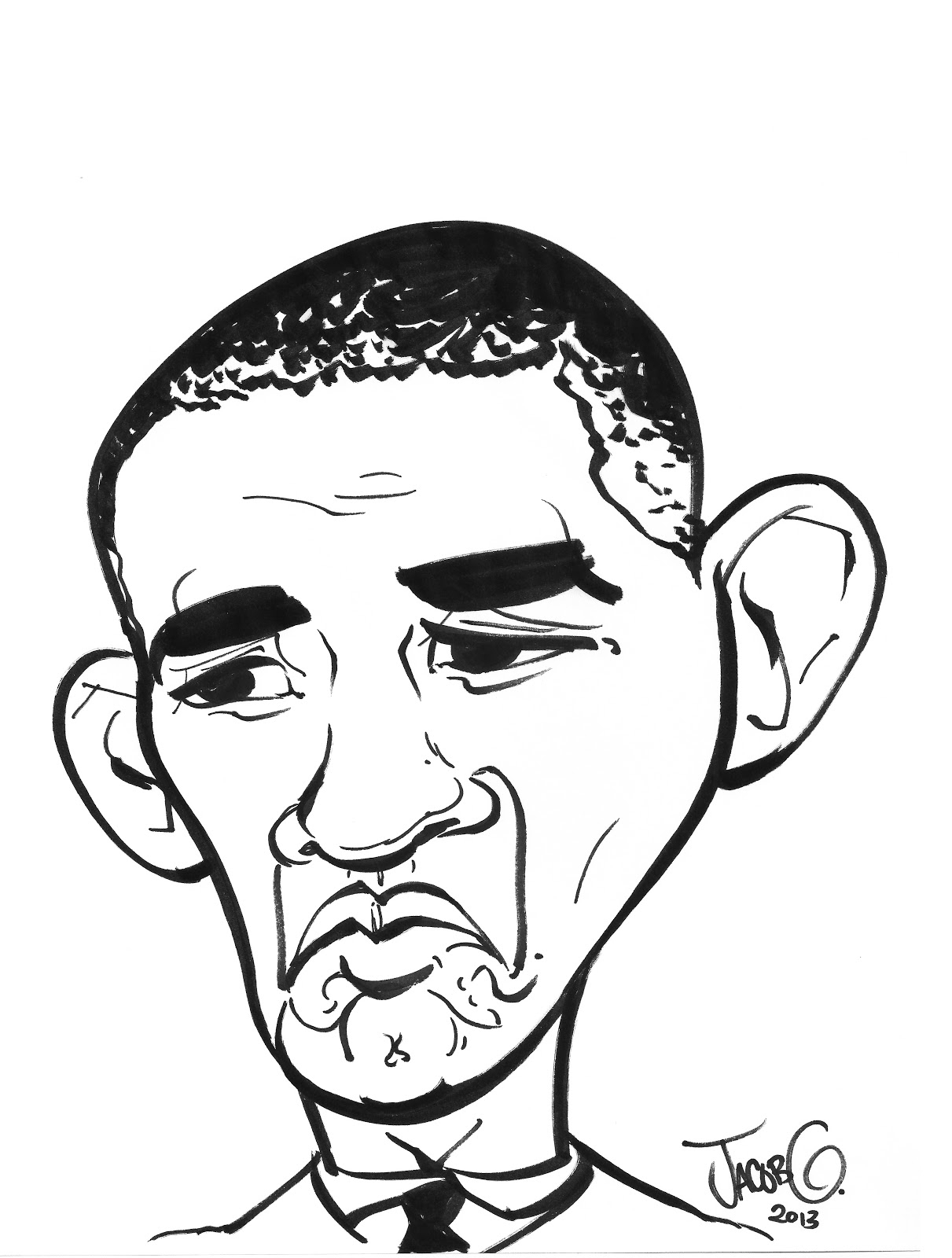 Карикатура Обама карандашом