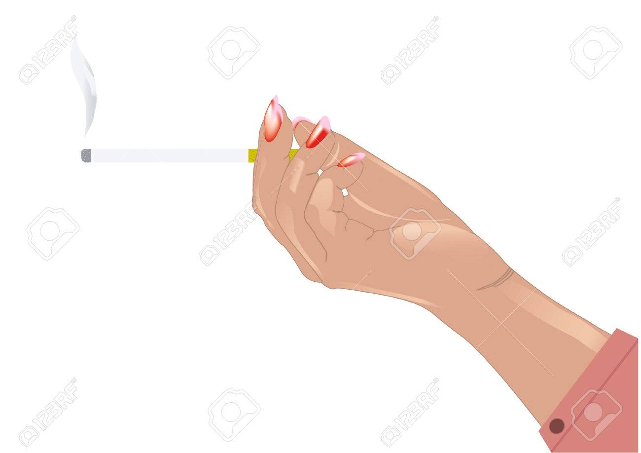Нарисованная женская рука с сигаретой