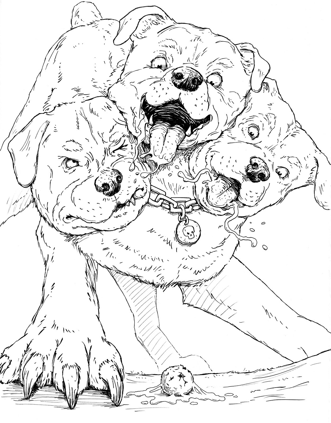 Раскраски собаки Цербер