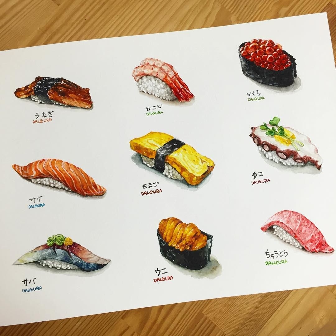 Скетчинг маркерами суши