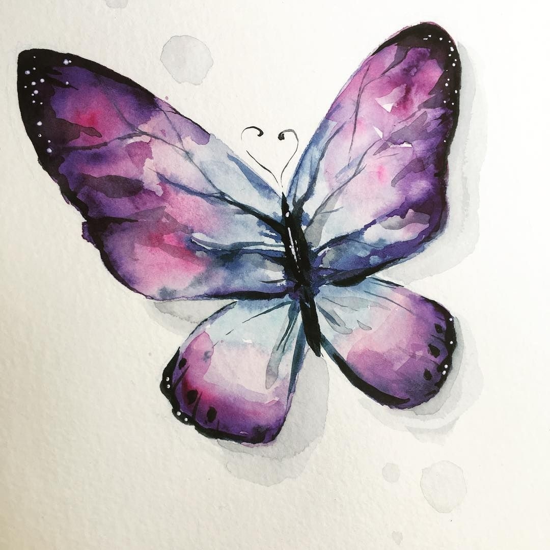 Рисование бабочки акварелью