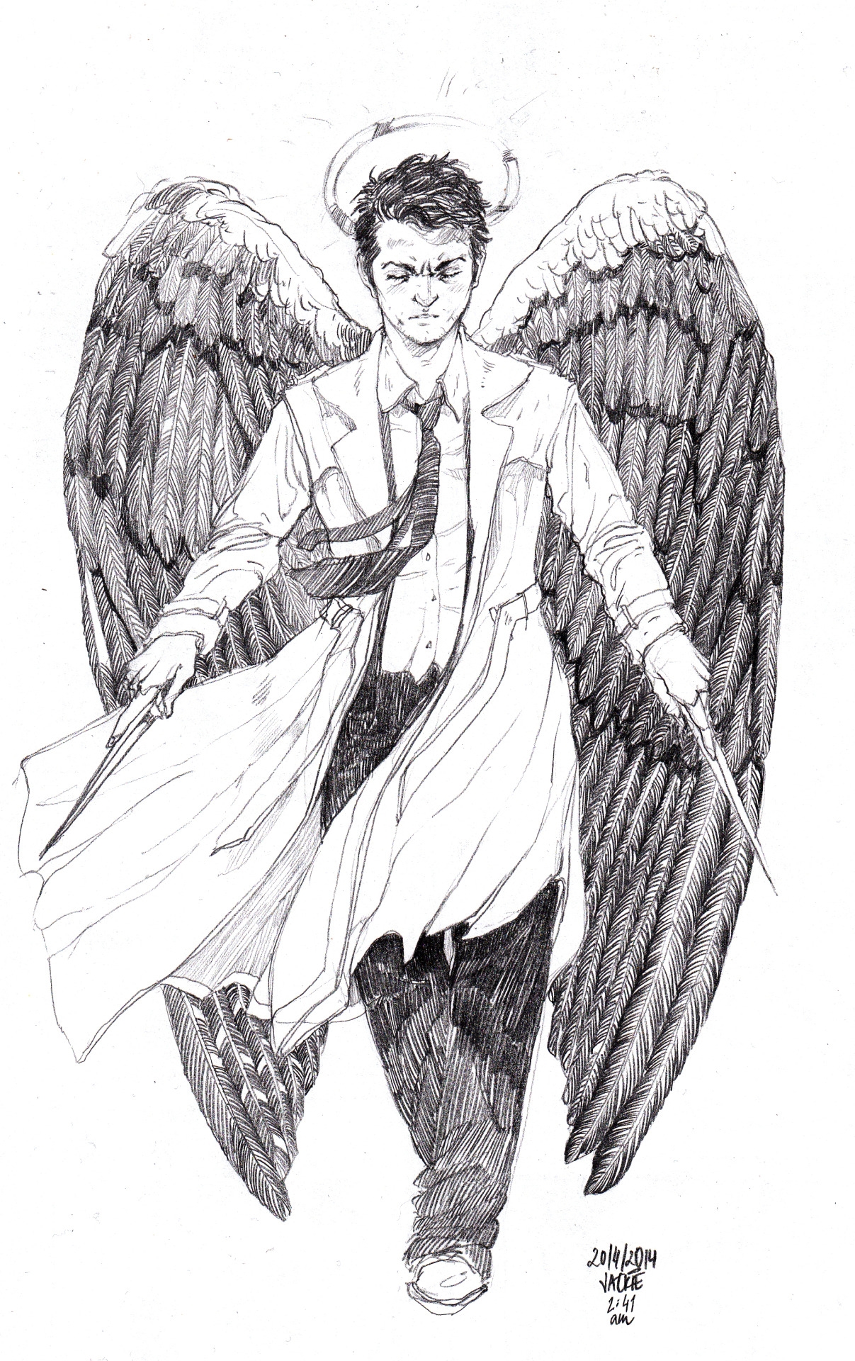 Кастиэль ангел сверхъестественное с крыльями