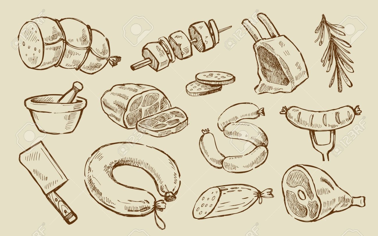 Скетч изображения колбас