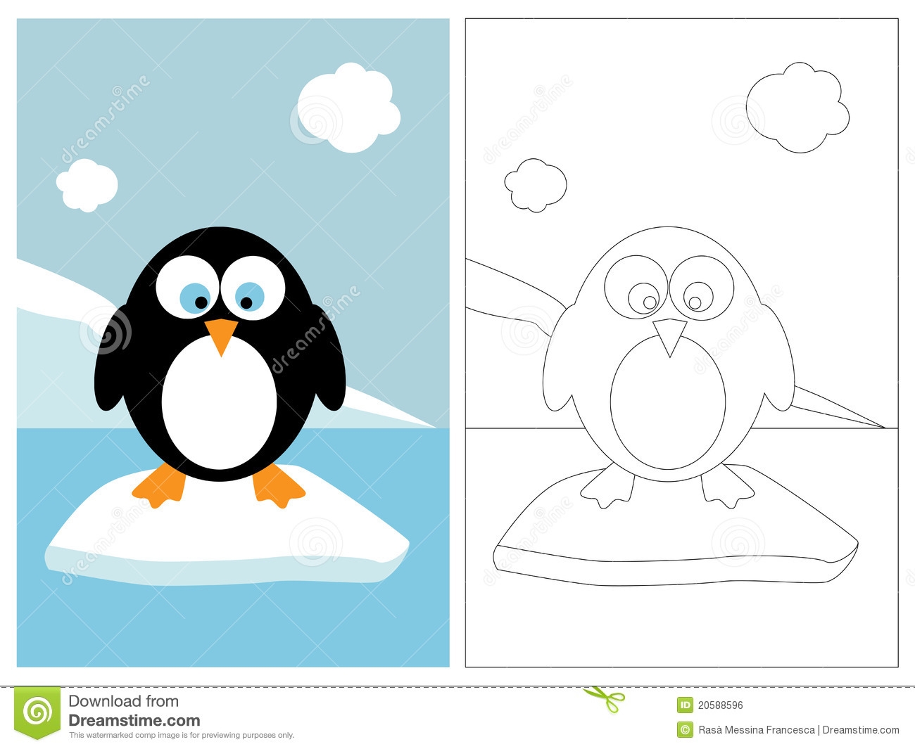 Рисуем с детьми пингвина на льдине