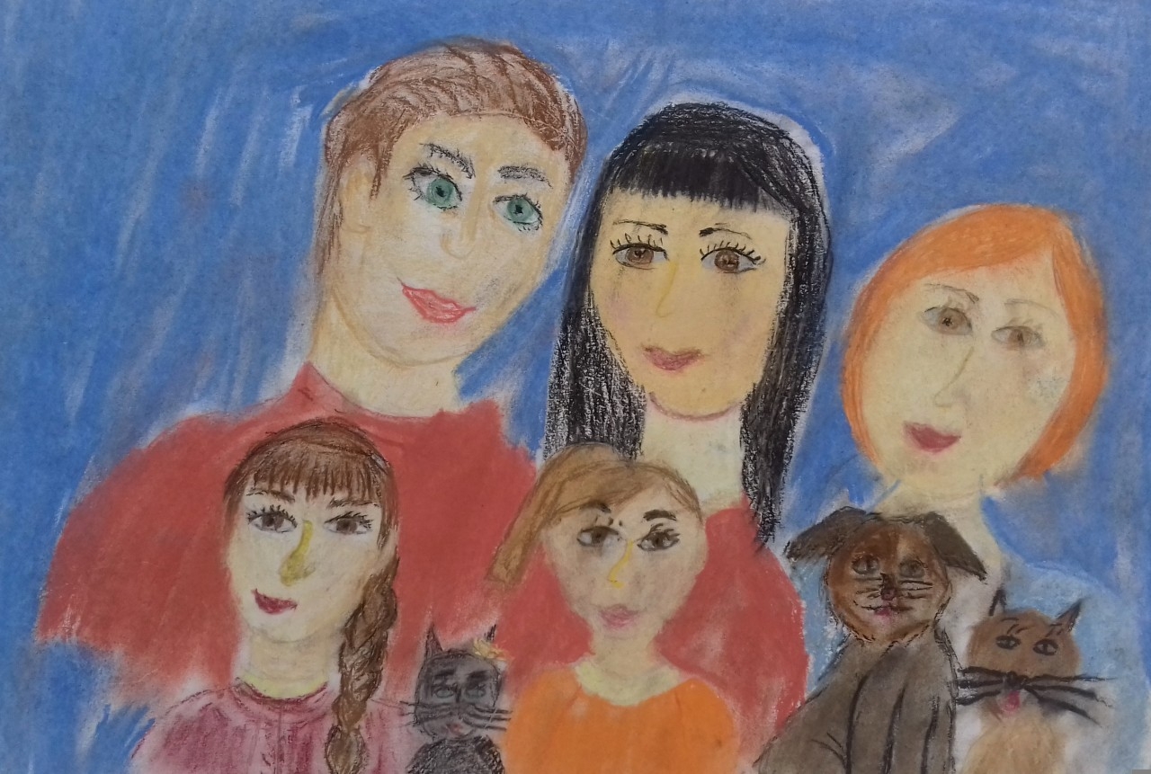 Рисование портрет семьи