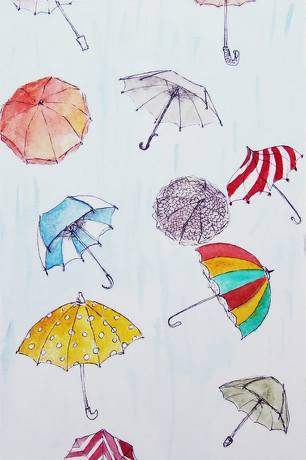 Рисование Веселые зонтики