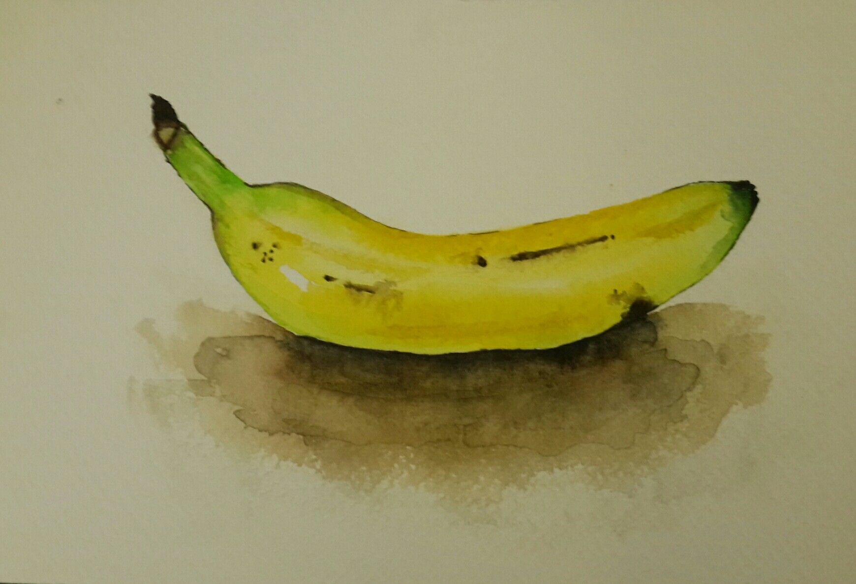 Этюд банана акварелью