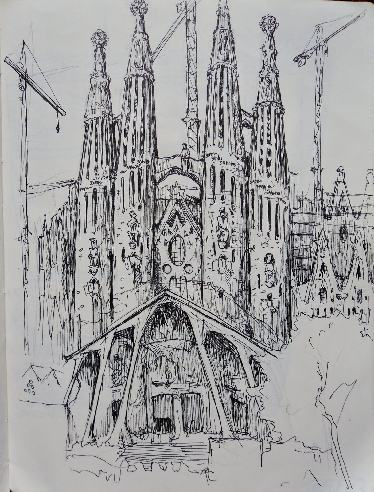 Антонио Гауди храм Святого семейства в Барселоне рисунок