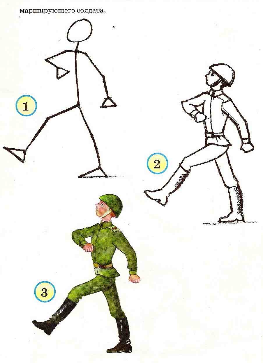 Схема рисования человека в движении