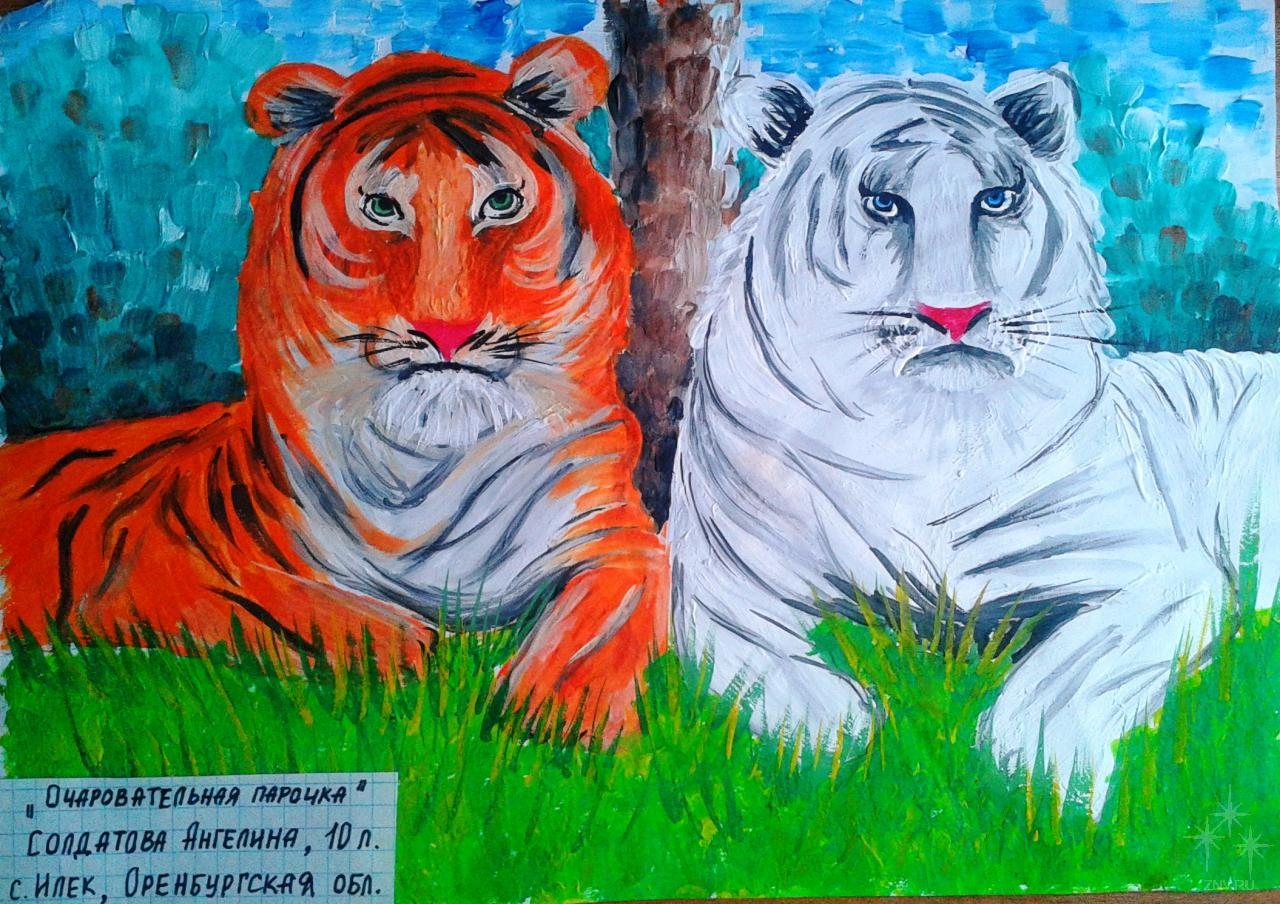 Детский рисунок тигра