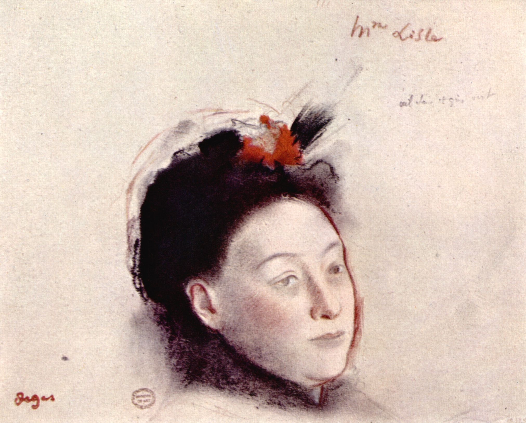 Рисунок головы баронессы Беллели 1859 Эдгар Дега