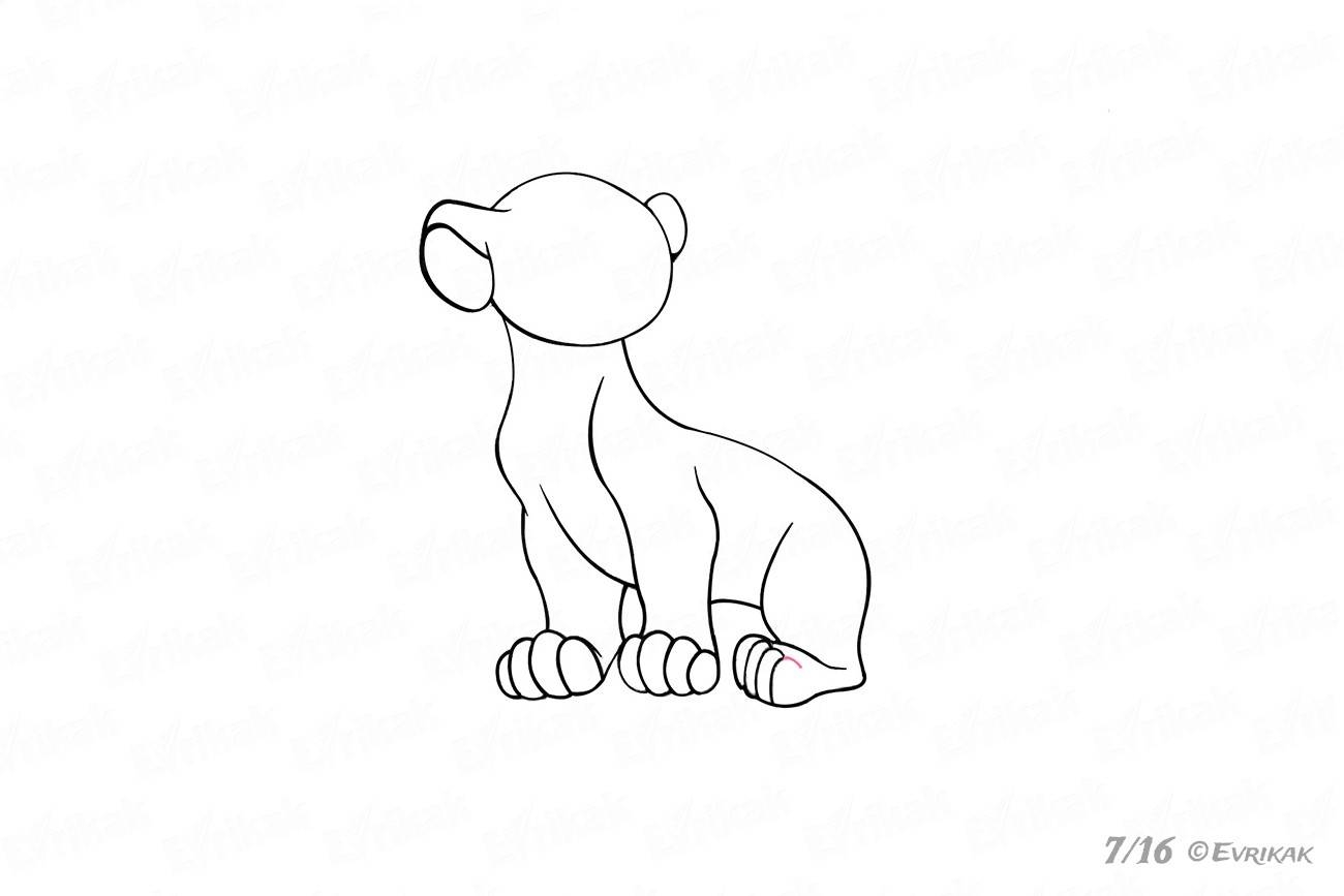 Львёнок рисунок карандашом для детей начинающих