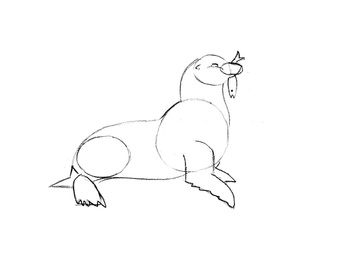 Нарисовать тюленя пошагово