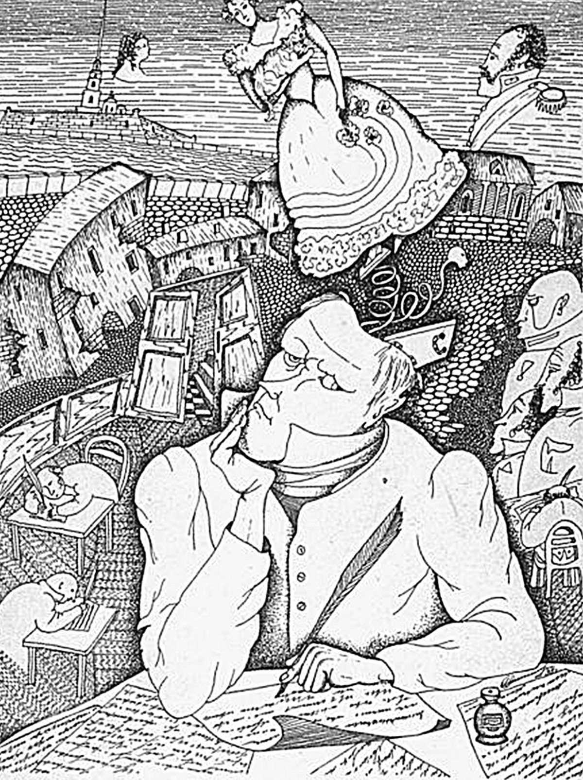 Гоголь портрет иллюстрации Горяев