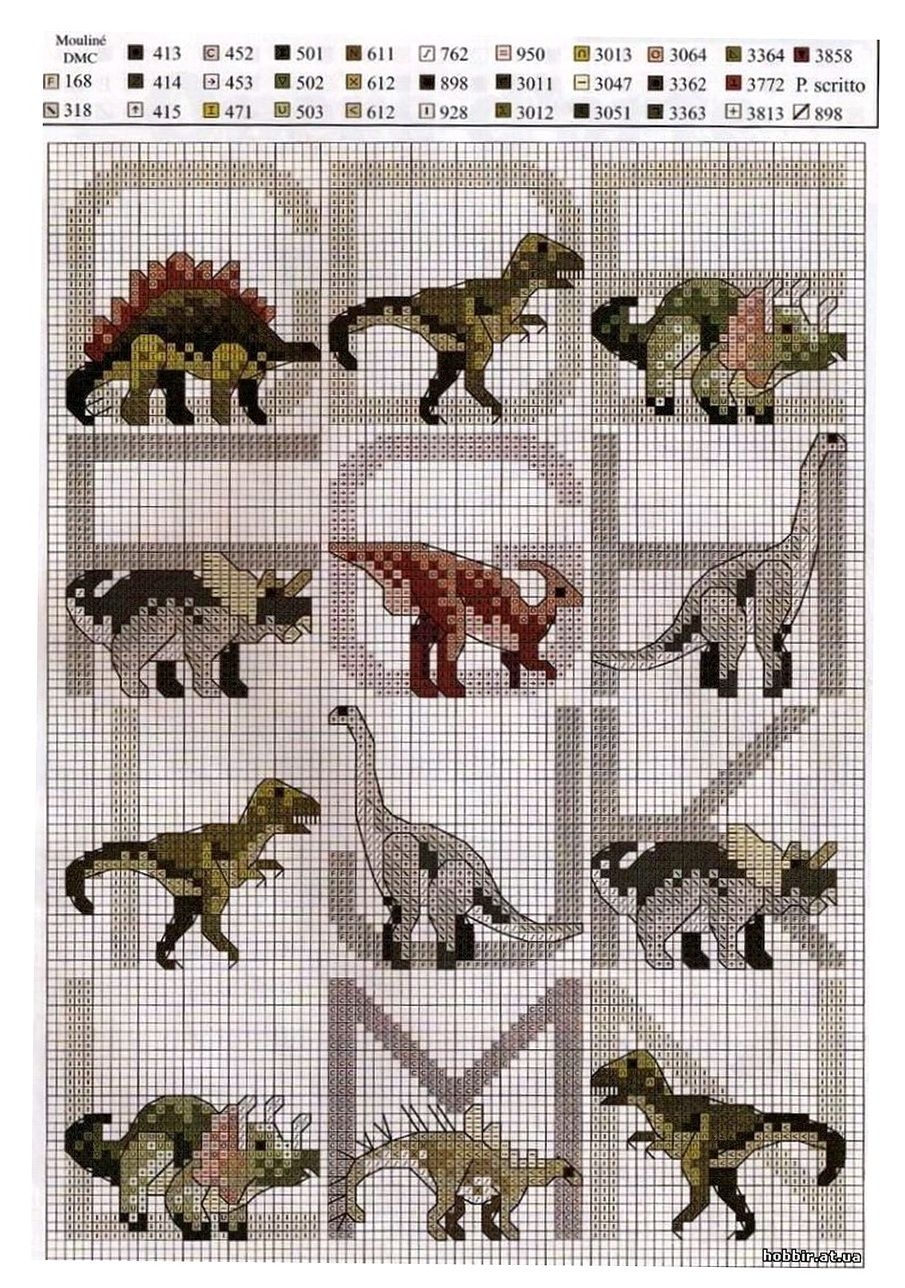 Вышивка крестом динозавр