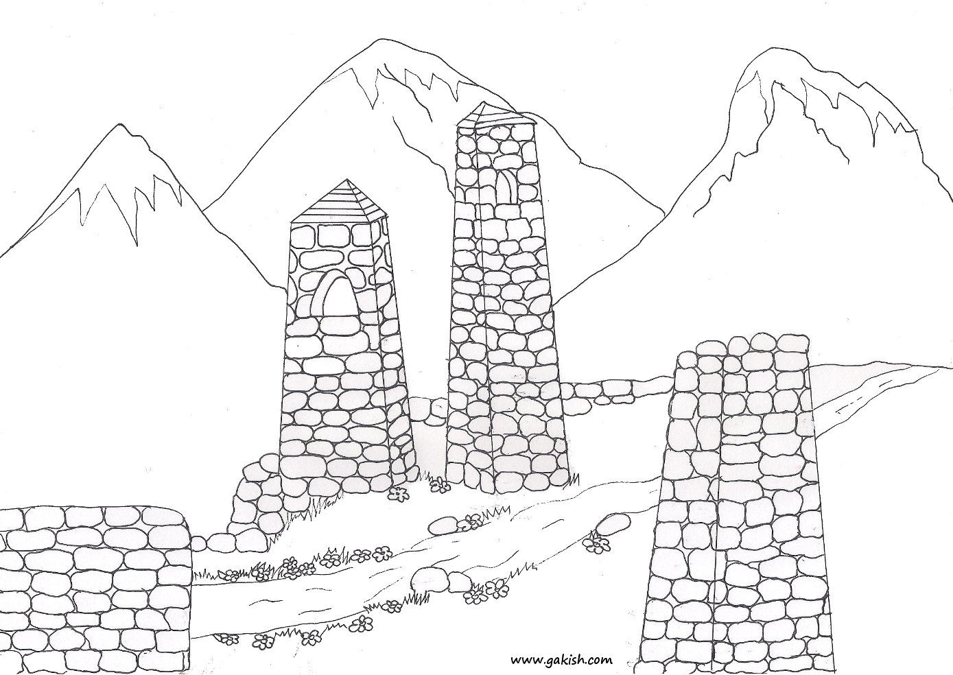 Ингушские башни разукрашенные