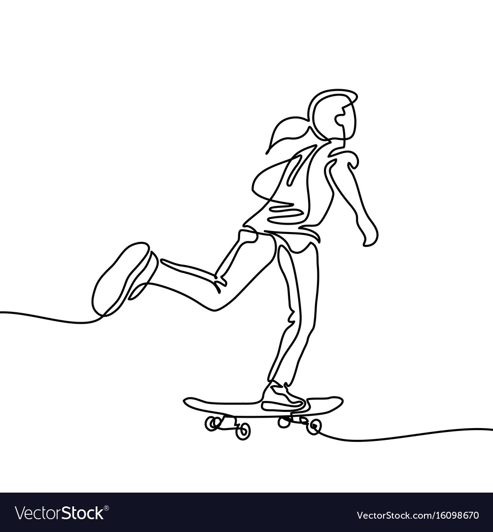 Девочка на скейте рисунок