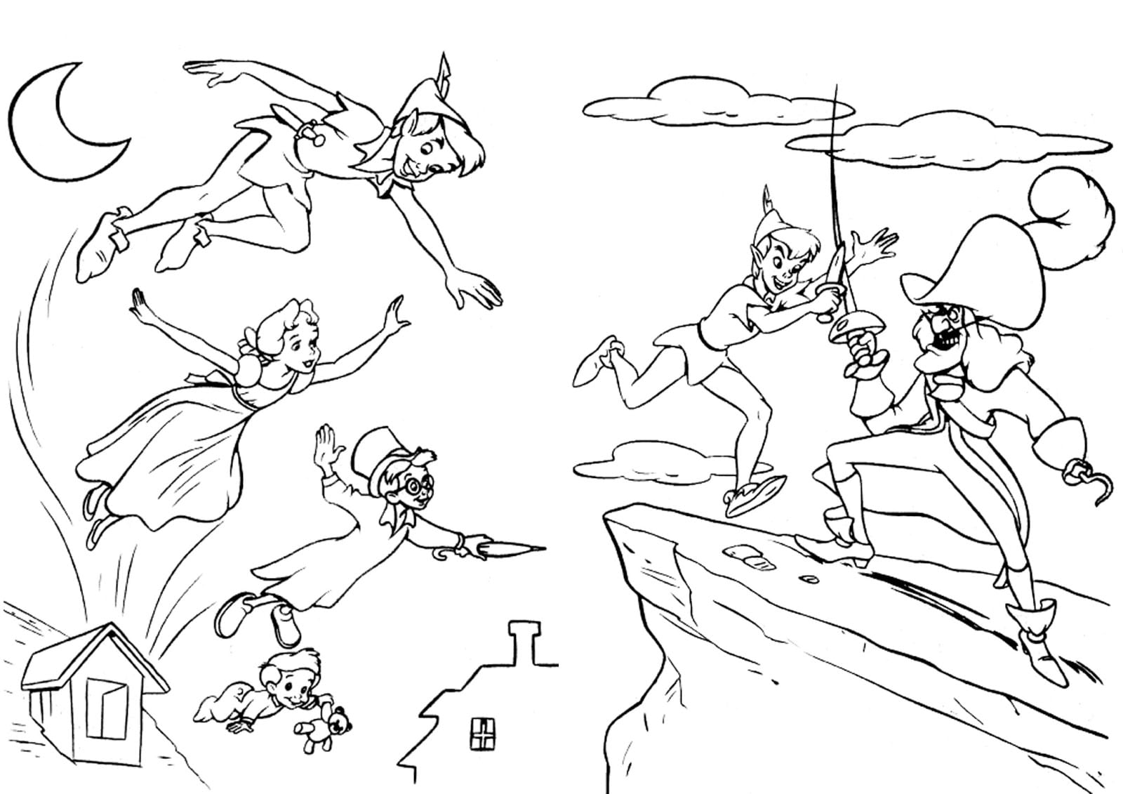 Питер Пэн и пираты раскраска