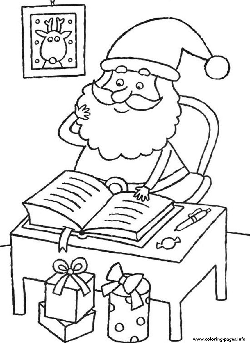 Дед Мороз с книгой раскраска