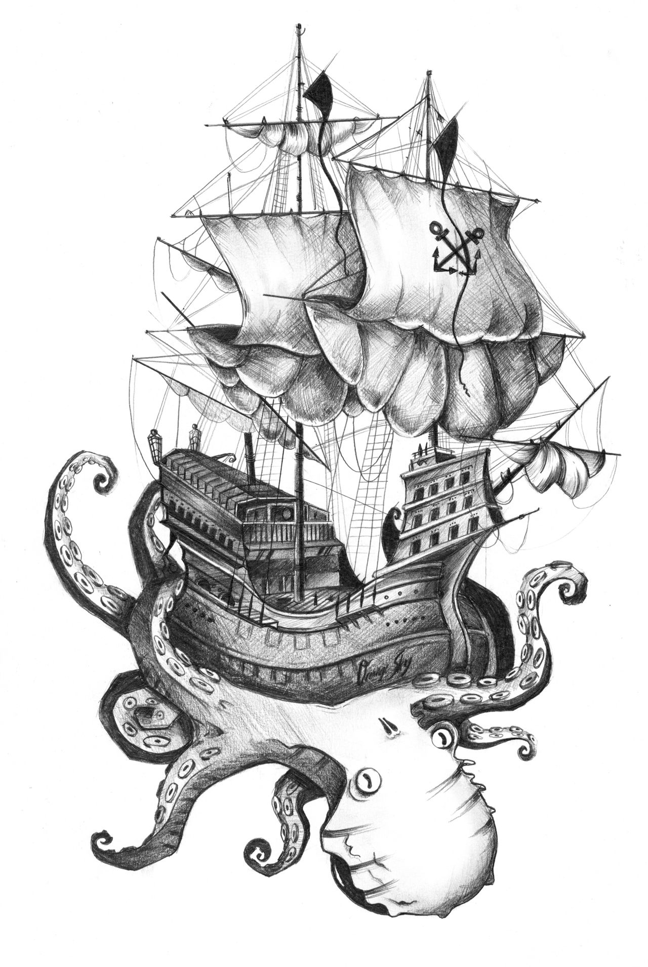 Пиратский корабль эскиз