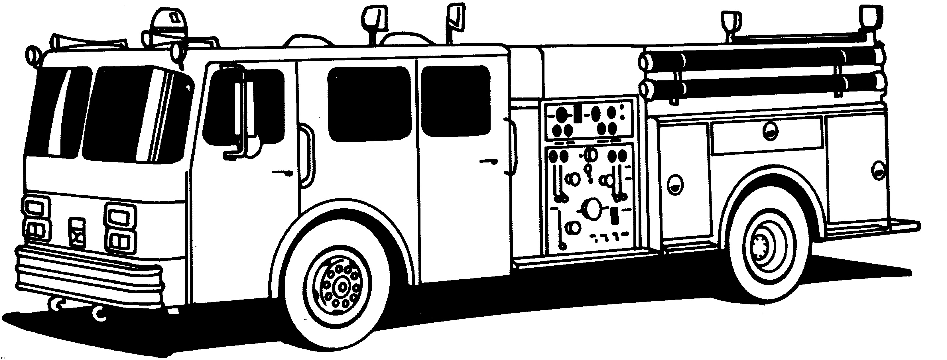 Пожарная машина черно белая для детей