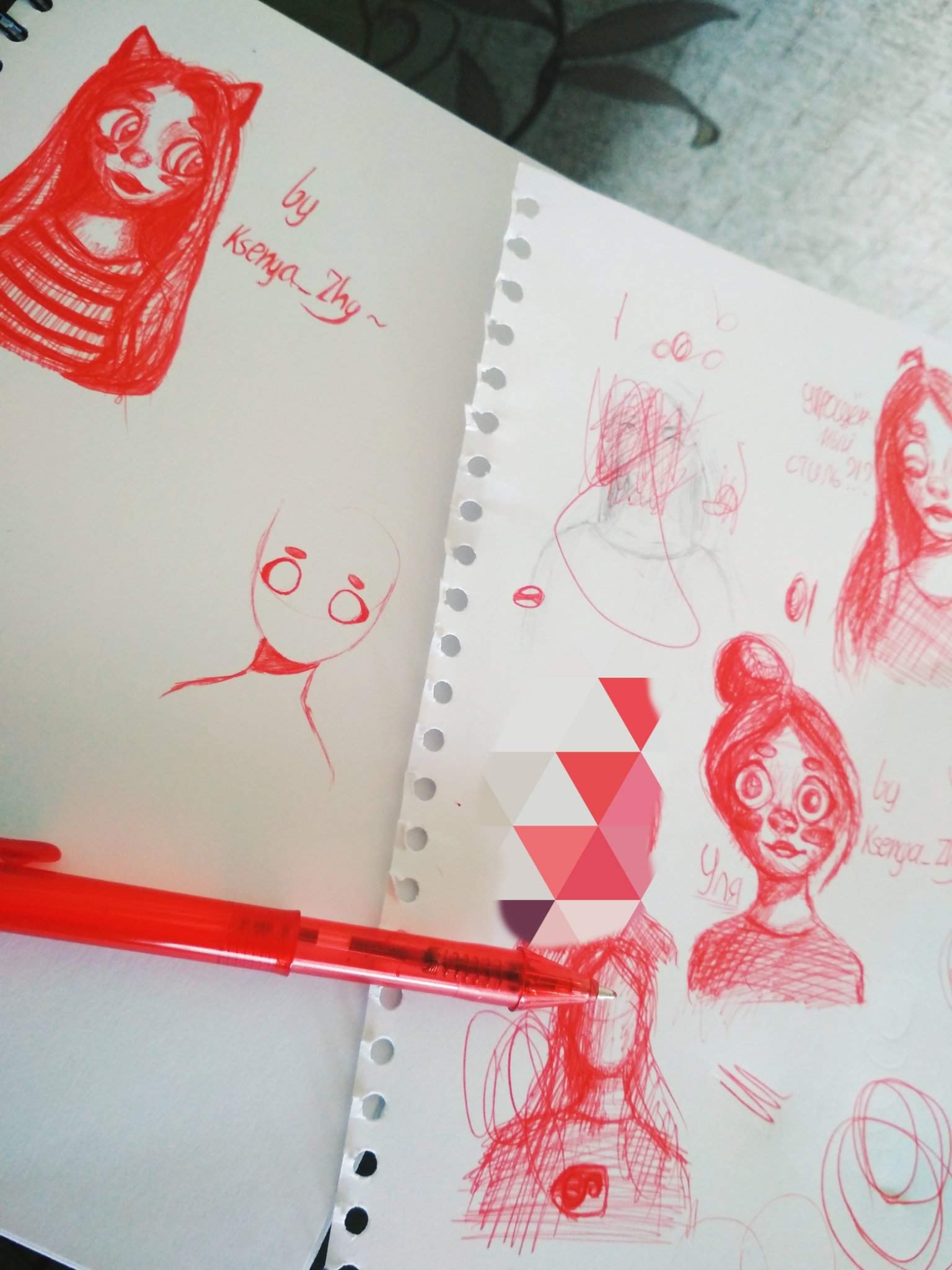 Рисунки красной ручкой