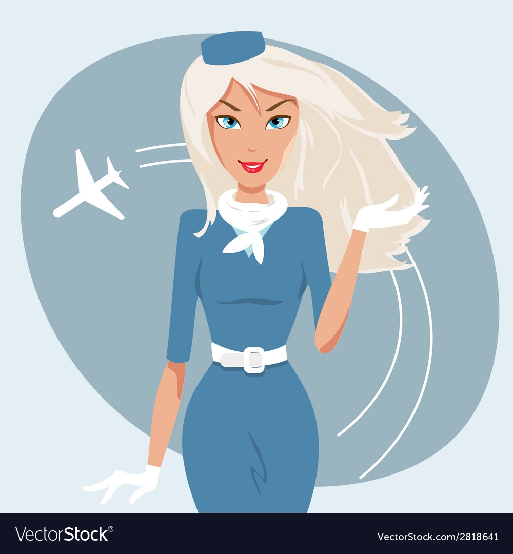 Девушка стюардесса нарисованная