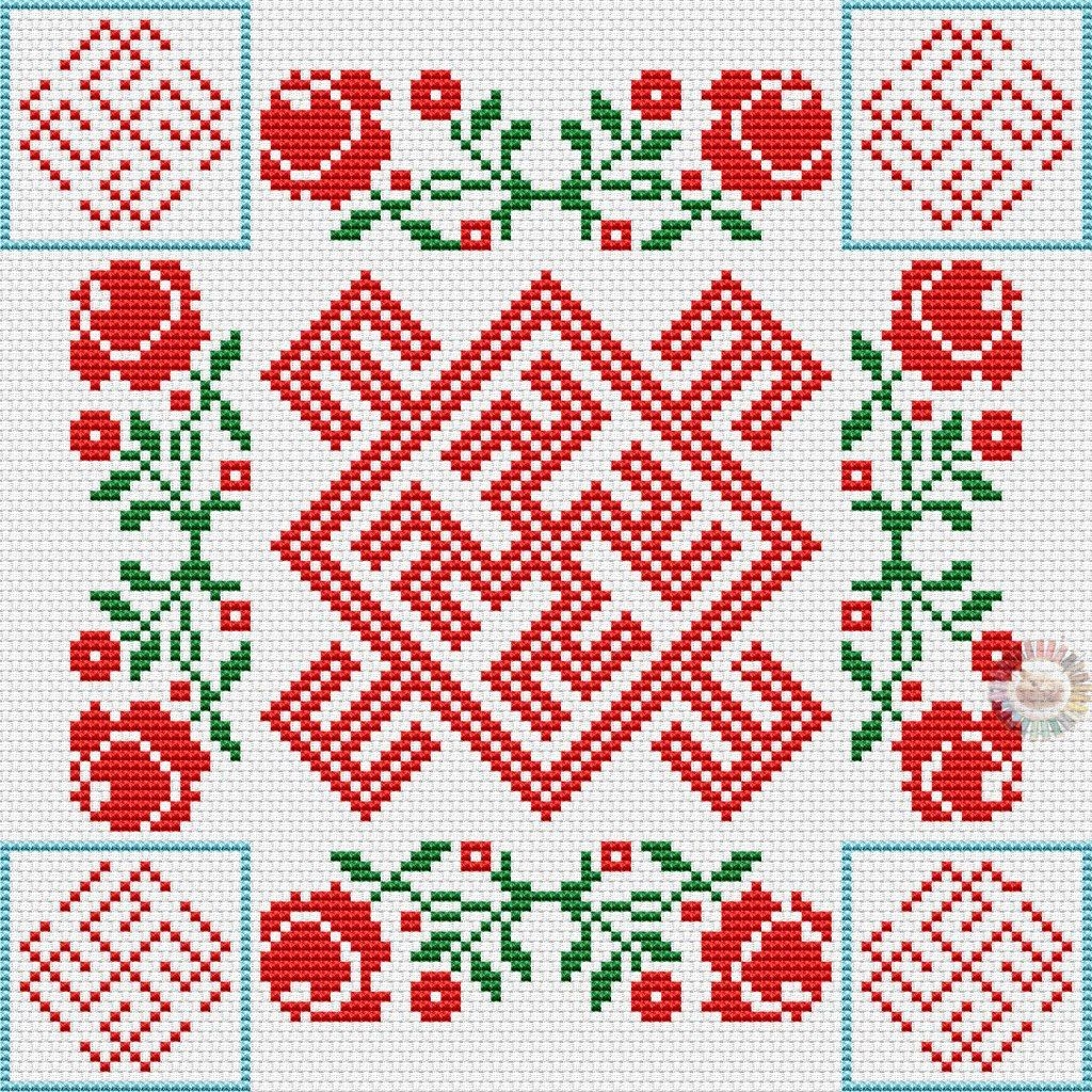 Славянская вышивка цветы