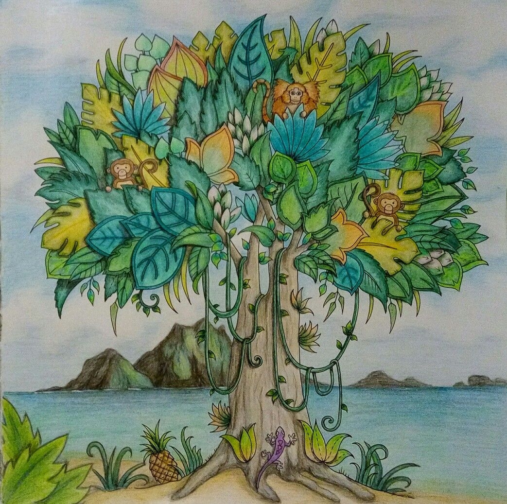 Дерево рисунок карандашом цветной