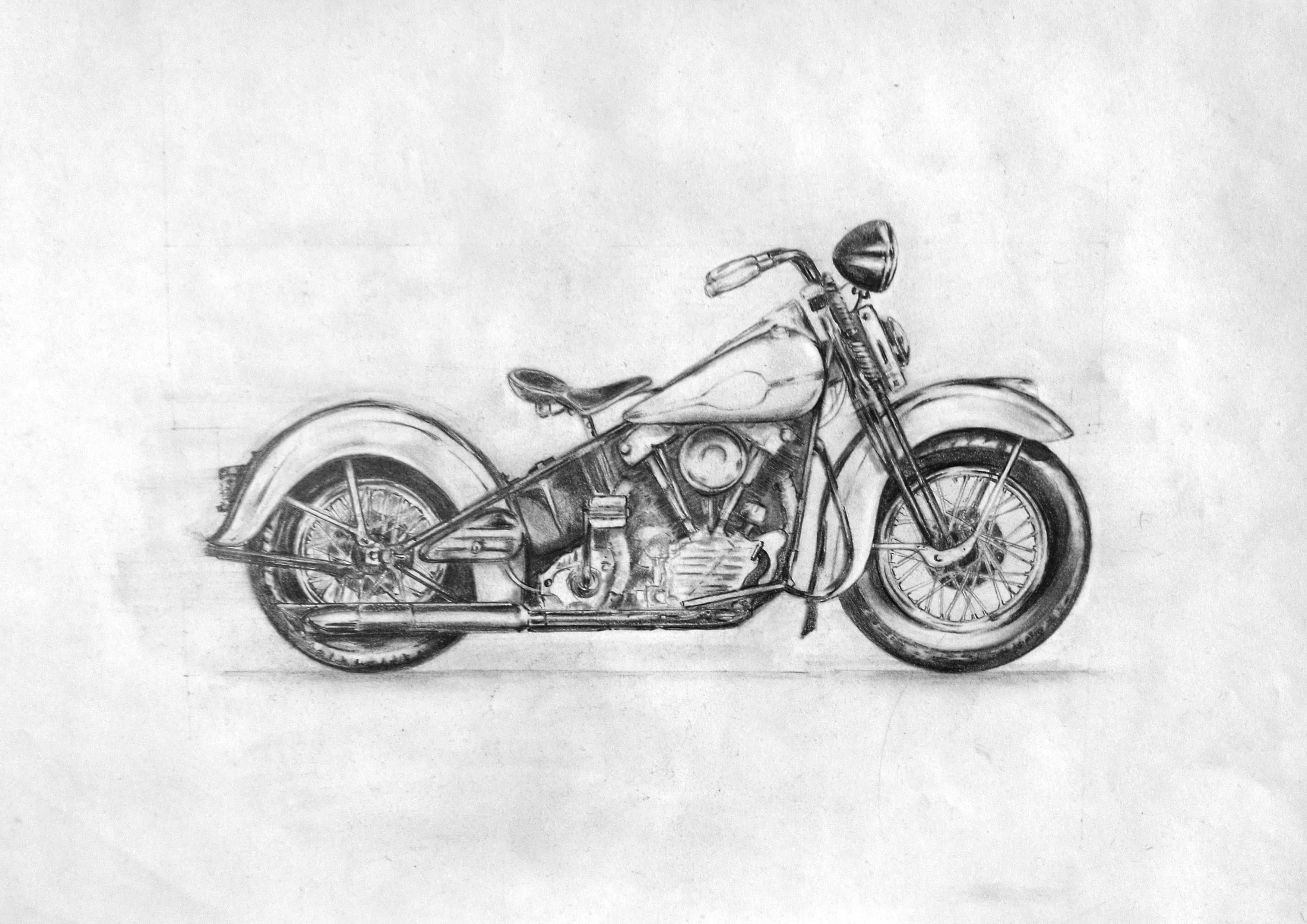Мотоцикл старый нарисован