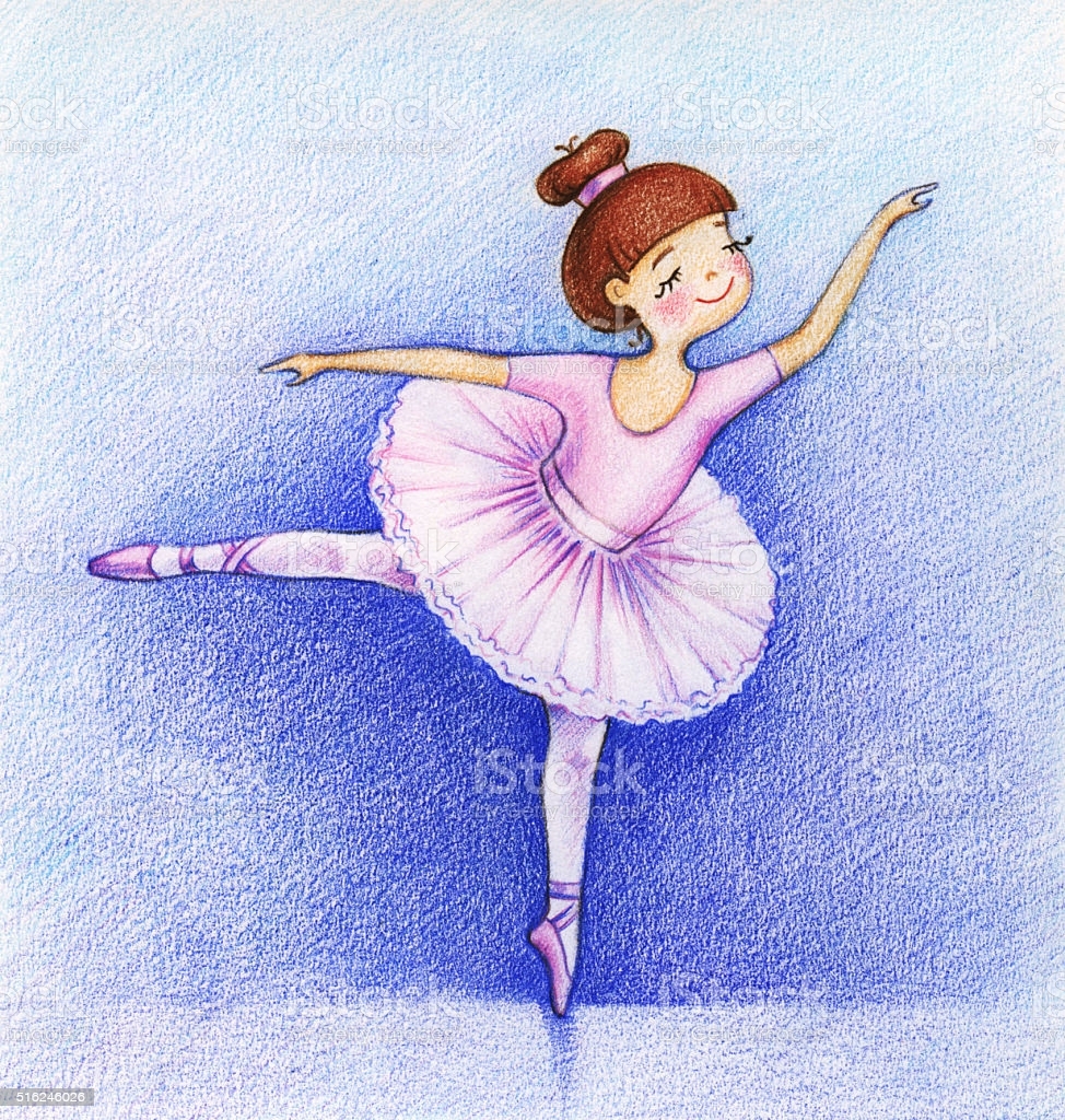 Рисунок балерина цветными карандашами